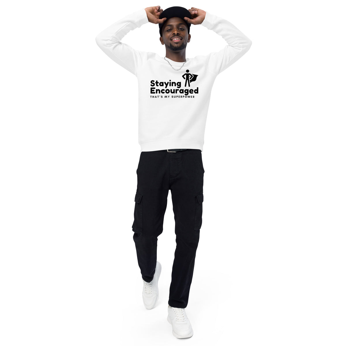 Staying encouraged Unisex organic raglan sweatshirt